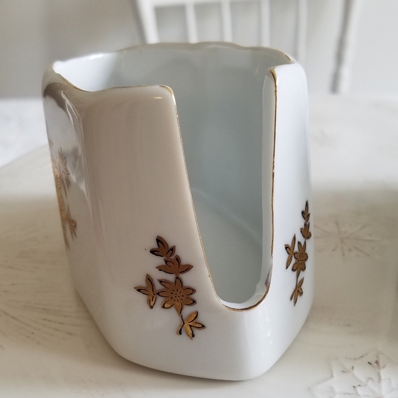 Set of 2 Vintage Japan Andrea By Sadek Gold Floral Design Spoon Utensil Holder - Picture 2 of 12